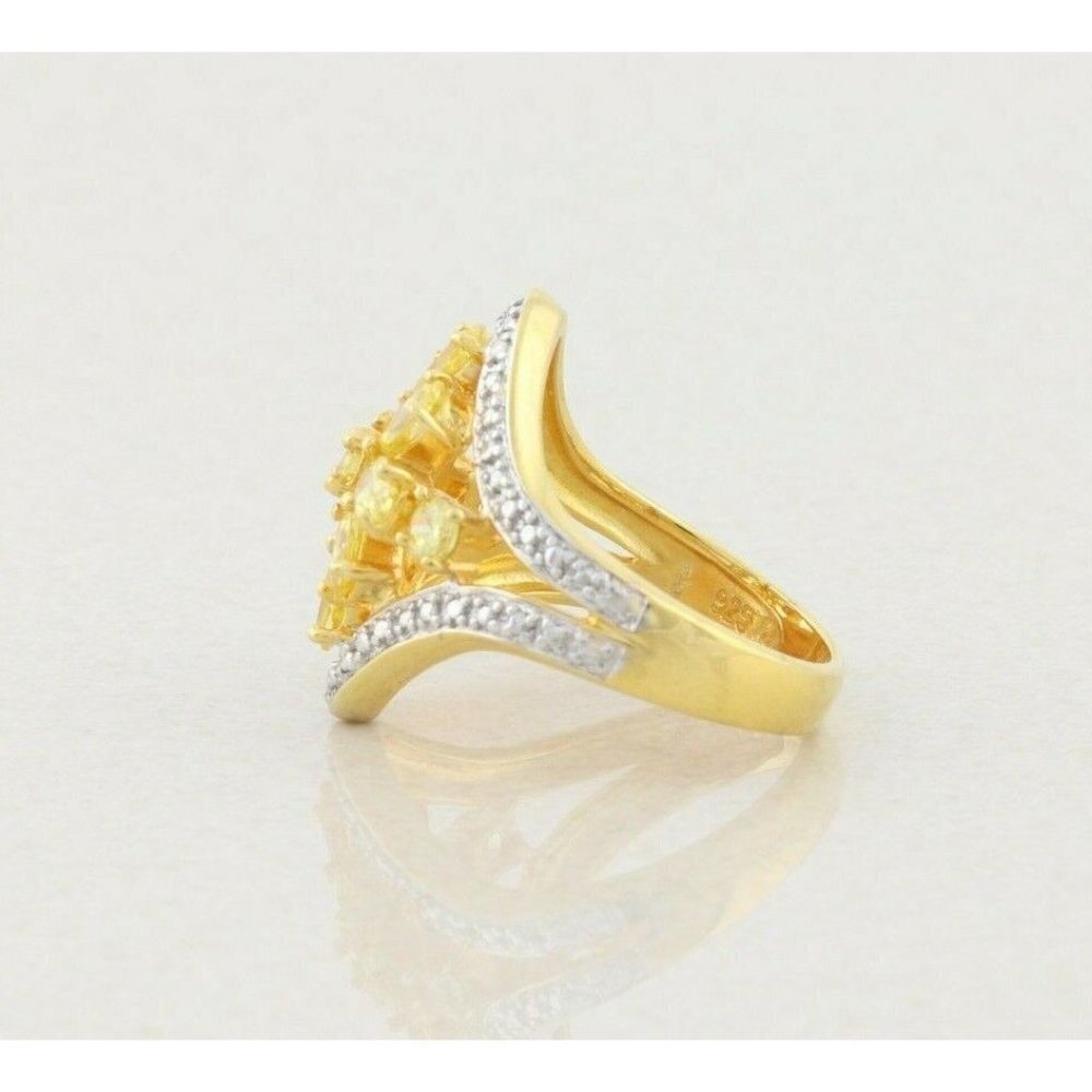 Gold over Sterling Silver Yellow CZ Ring Size 7 1/4 - Picture 6 of 7